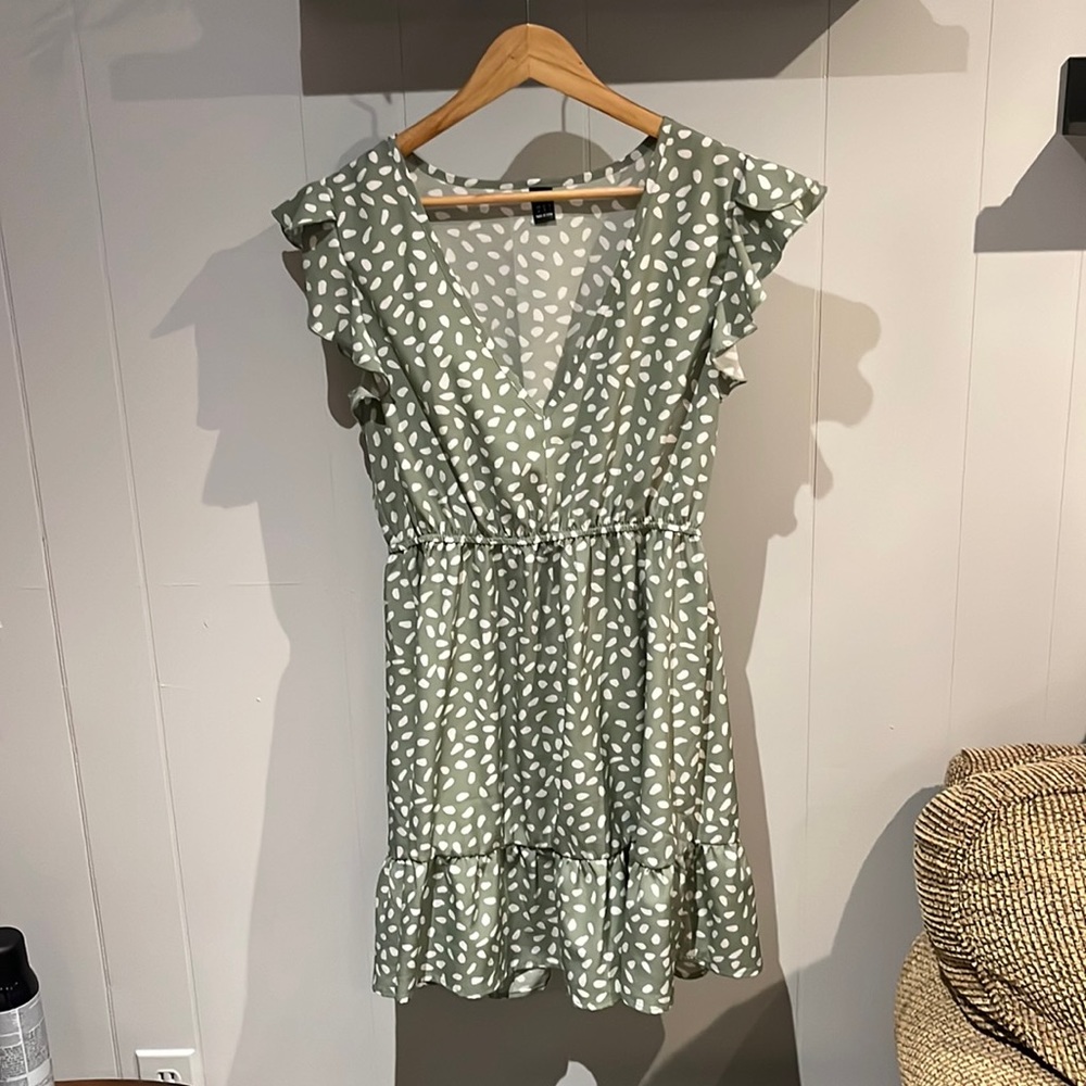 Green and white summer dress